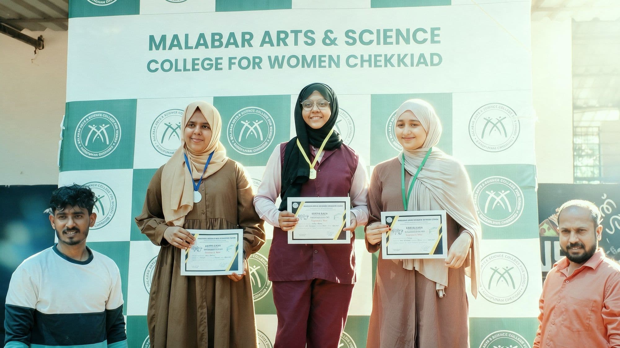 Students receiving awards and certificates