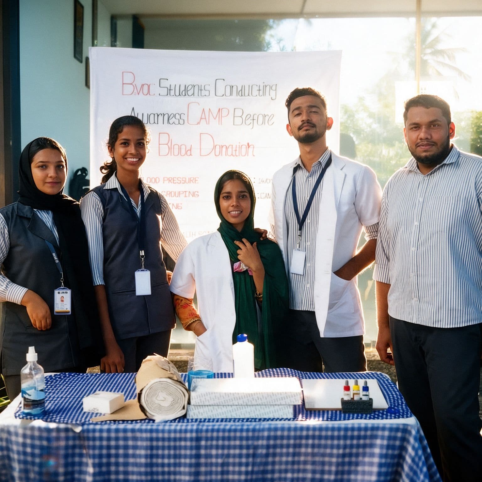Students running a community health camp