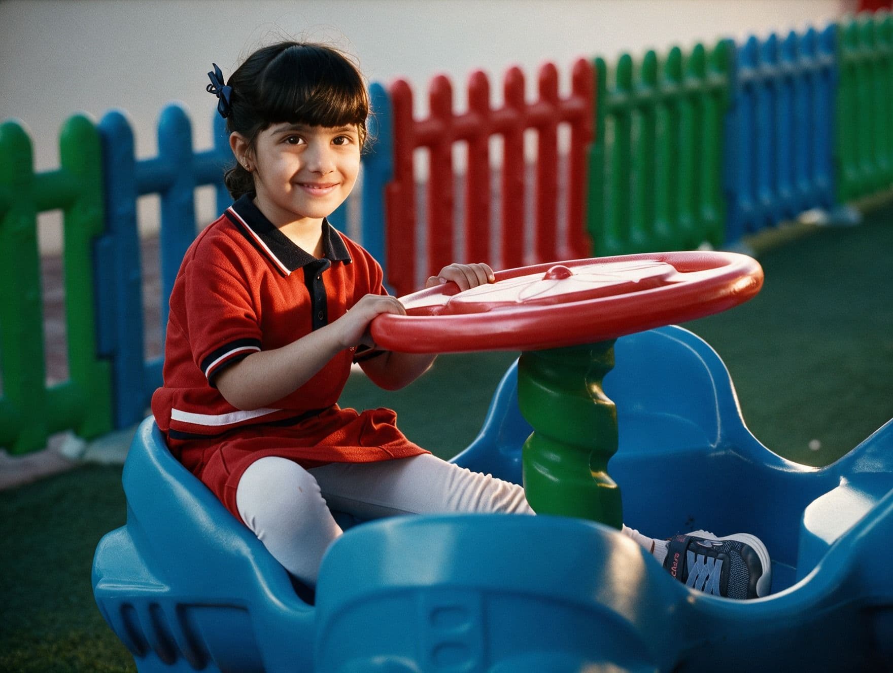 Child playing outdoors at Red Roses British Nursery