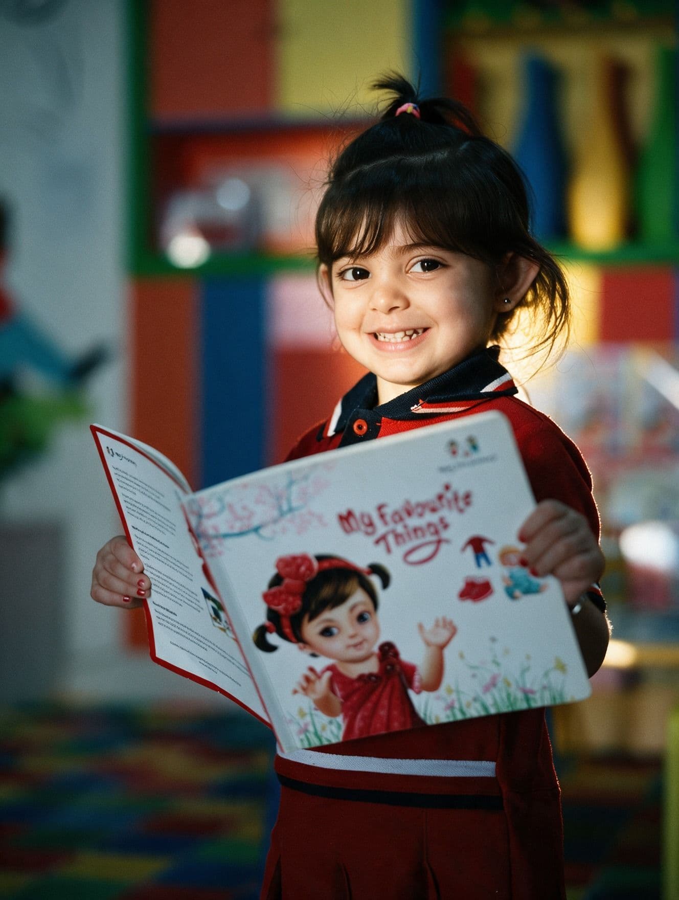 Smiling child at story time in a Veyora nursery